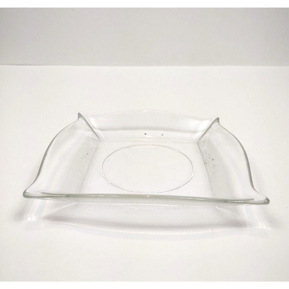 Vintage Clear Glass Pillar Candle Holder Plate Square 5.5" Beveled Edge - Picture 6 of 7